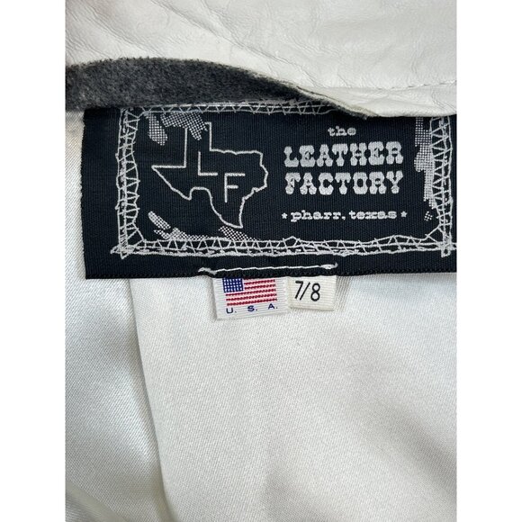 The Leather Factory Skirt Womens 7/8 White Leather Lined Midi Made in USA - Picture 5 of 9
